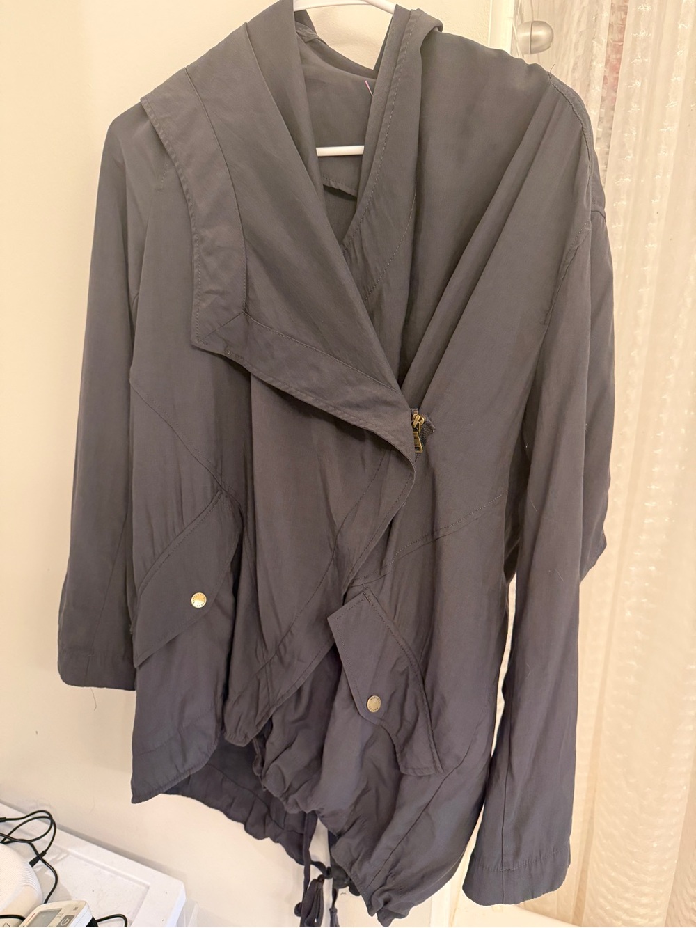 Express Draped Utility Jacket in Charcoal Gray